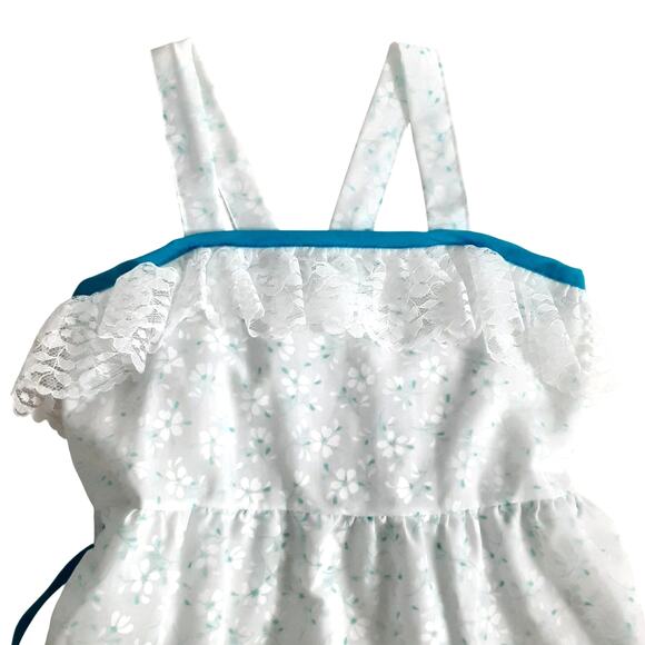 Vintage 80s Kids Tiered Prairie Dress Girls 10 Maxi Eyelet Lace Ruffle Baby Doll - Picture 5 of 9